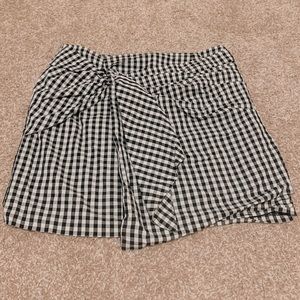 black and white plaid gingham mini skirt with tie